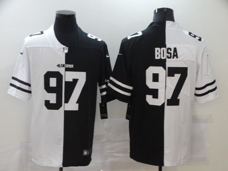 Men San Francisco 49ers #97 Bosa Black white Half version 2020 Nike NFL Jerseys